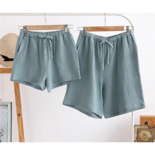 Pajamas womens shorts mens spring and summer cotton Korean loose student home thin cotton sports waist beach pants