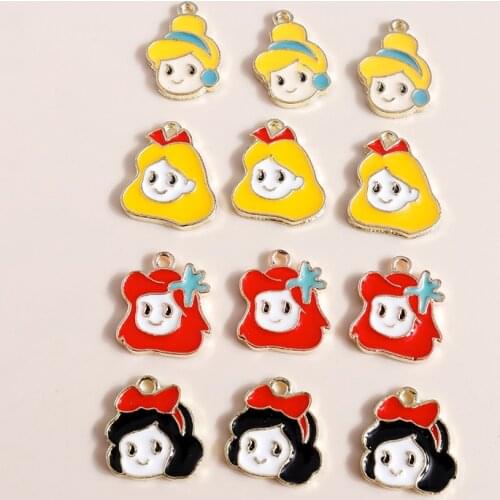 10pcs 12*13mm Enamel Boy Girls Charms for diy Jewelry Making Accessories Alloy Princess Prince Charms Necklaces Earrings Making
