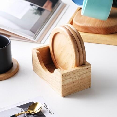 Japanese-style simple solid wood Cup cushion cup holder beech wood Cup cushion bowl pad non-slip heat insulation pad