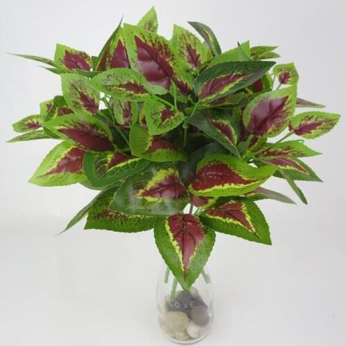 7 fork basil leaves Artificial flowers green leaf plants Bonsai Fence accessories Wedding outdoor decorations