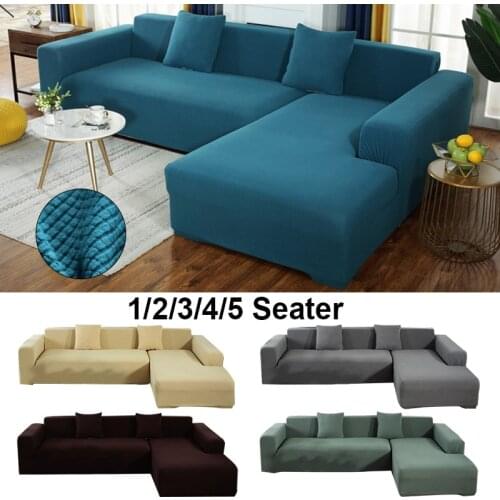 Plus Size High Quality Polar Fleece Sofa Cover Universal Solid Color Couch Covers Elastic Slipcover Non-slip L Shape Sofa Covers