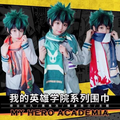 Anime My Boku no Hero Academia Cosplay Izuku Midoeiya Crystal scarf Shoto Todoroki Neckerchief Soft Plush Unisex Long Scarf