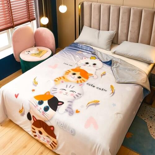Cartoon Series Product Tencel Silk Digital Printing Quilts Summer Thin Quilt Air Conditioner Quilt Comforter Blanket 200*230cm