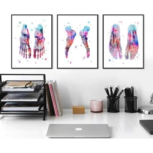 Modern Abstract Feet Skeleton Paintings Wall Art Nordic Canvas Posters Prints Watercolor Picture Living Room Bedroom Decoration