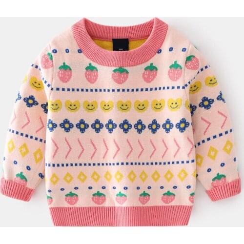 2-8T Sweater For Girls Toddler Kid baby Girls Clothes Long Sleeve Print Pullover Top Cute Floral Sweater Knit Kintwear Outfit