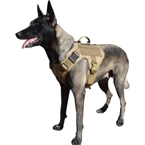 MXSLEUT Tactical Dog Harness K9 Vest Molle military dog clothes K9 harness adjustable size with 2X Metal Buckle