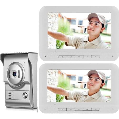 SmartYIBA 7 Inch TFT Video Door Phone Doorbell Intercom Kit 1-camera 2 white monitor Night Vision with IR-CUT HD 700TVL Camera