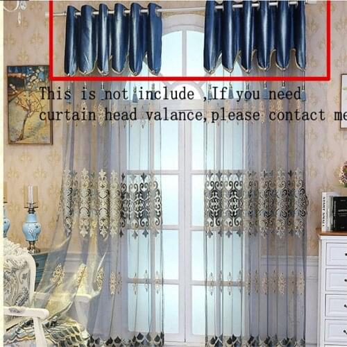 1PC Europe Luxury Blue Curtain Valance For Living Room Sheer Curtain Head Bay Window Drapes Custom Made X-JD1153