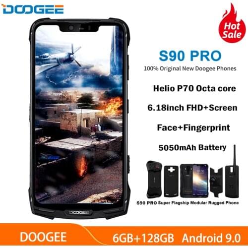 IP68 DOOGEE S90 Pro Octa Core 6GB 128GB Modular Rugged Mobile Phone Helio P70 6.18" Display 16MP+8MP Android 9 12V2A Smartphone