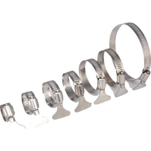 10x Stainless Hose Clamps Clip Pipe Tube Hose Collar Clip Strap with Swivel Key Handle SUS304 Dia.10mm - 178mm Custom Made