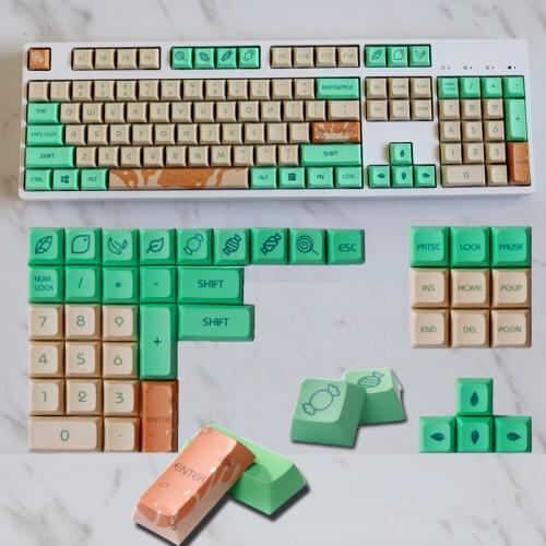 Mint Toffee DSA Ball cap PBT Keycaps Hot-Sublimation Key Cap For XDA 104 Mechanical Keyboard Special Keys 64/96/68 Layout