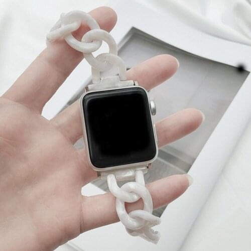 Woman Bracelet For Apple Watch 1 2 3 4 5 6 Se Strap Small Fragrance Transparent Plastic Denim Chain Strap 38mm 40mm 42mm 44mm