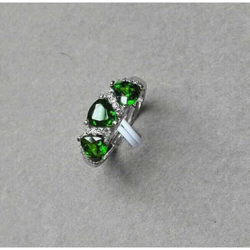 Natural green diopside gem Ring Natural gemstone Ring S925 sterling silver trendy Elegant arrangement women girl gift Jewelry