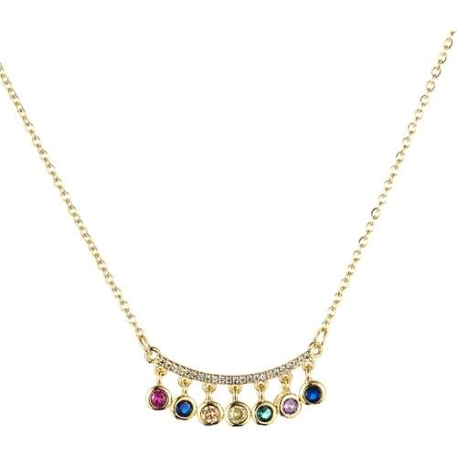 Rainbow Cz tassel Necklace Pendant Choker Colorful Copper snake chain Necklace Jewelry zircons Accessories gift for Women