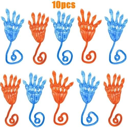 10 Pc Stretchy Skeleton Palm Sticky Hands Sensory Bendable Toy Kids Birthday Bag Pinata Filler Party Favors for Halloween Gift