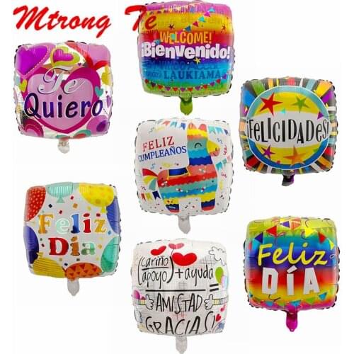 50pcs 18inch Spanish I Love You Square Shape Foil Helium Balloons Te Amo Balloons For Valentines Wedding Decoration Air Globos