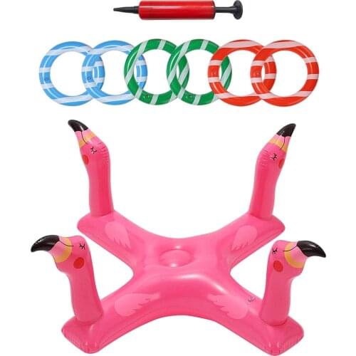 6pcs Summer Inflatable Swimming Pool Ring Toss Games Large Pools Inflatable Pool Ring Toss Games Toys with 6PCS Rings Pool Game