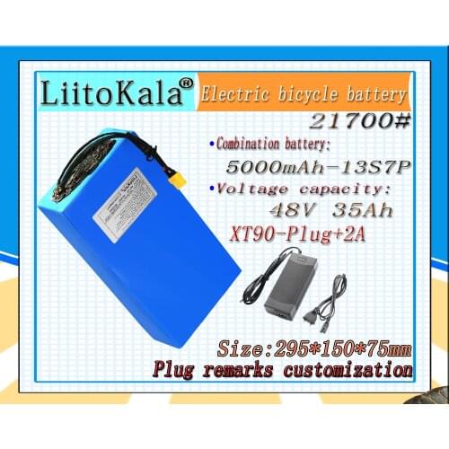 LiitoKala 48V 35ah 21700 5000mAh 13S7P ebike battery 20A BMS 48v battery Lithium Battery Pack For Electric bike Electric Scooter