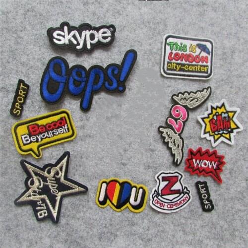 1pcs sell high quality letter patch hot melt adhesive applique embroidery patches stripes DIY decoration accessory C163-C426