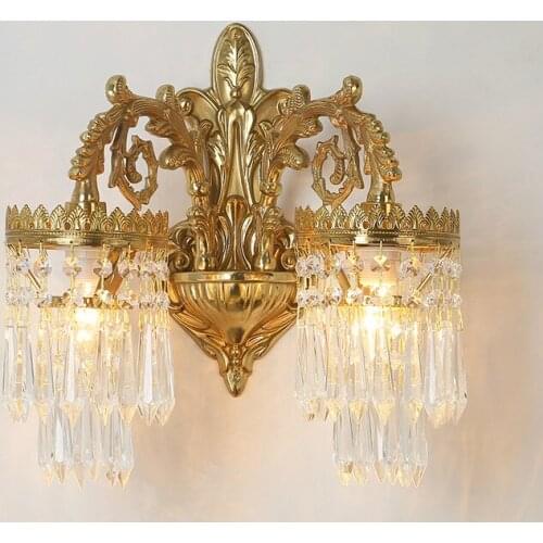 Free Shipping Bronze European-style Brass Lamp Wall Light 110V~220V AC 100% Copper Indoor Lighting Classical Vintage Wall Sconce