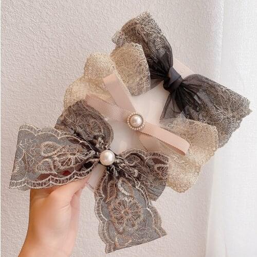 Handmade Butterfly Pearl Hair Clips Shiny Silk Bow Hair Accessories Cute Butterfly Hairpin Girl Side Clips Hair Clips Headdress