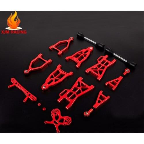 CNC Metal Extended Front Rear Upper Lower Suspension A-Arm Kit with Shock Support for 1/5 Hpi Rofun Baha Rovan Km Baja 5t 5b 5sc