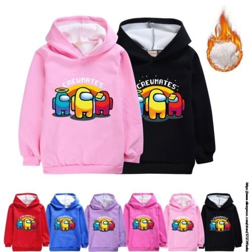 Among Us Kids Plush Hoodies Children Long Sleeves Sweatshirts Boys Girl Clothes Winter Top T Shirt Child Sportswear Pullover