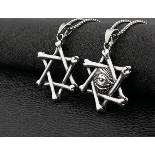 Men Woman Magan David Star Pendant Israel Jewish Stainless Steel Chain Star of David Hexagram Evil Eye Talisman Necklace