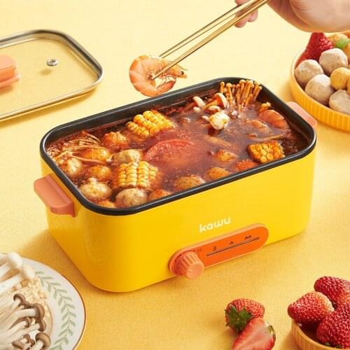 1.5L Electric Cooking Pot Portable Multicooker Hotpot Rice Cooker Breakfast Machine Electric Cooker Frying Pan Home Travel 600W