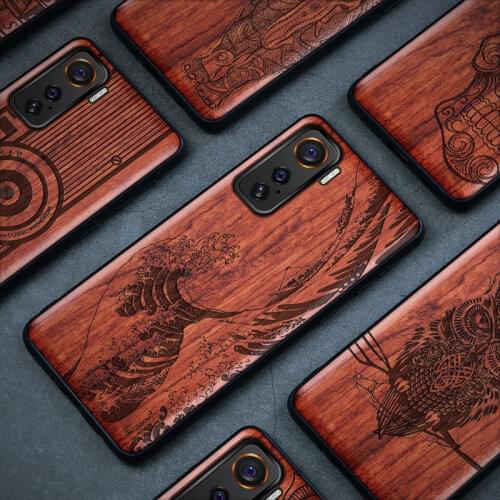 Carveit For VIVO iQOO 5 3 Pro Wood Case Carved Accessories Soft-Edge Cover Shockproof Shell Premium Wooden Protective Phone Hull