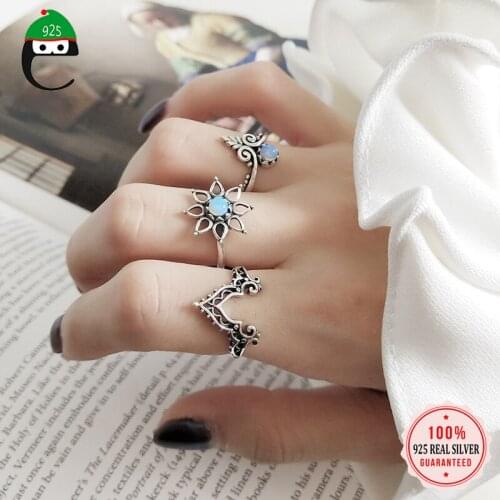 ElfoPlataSi Genuine 925 Sterling Silver Vintage Royal Style Openwork Ring For Charm Women Minimalist Fine Fashion Jewelry DA1196
