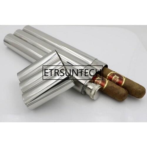2 Oz Three Tubes Cigar Hip Flask Cigar holder Stainless Steel Flagon Whisky Travel Pocket Wine Container Creative Decors