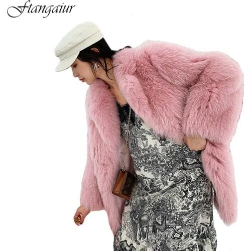 Ftangaiur Pink Fur Coats