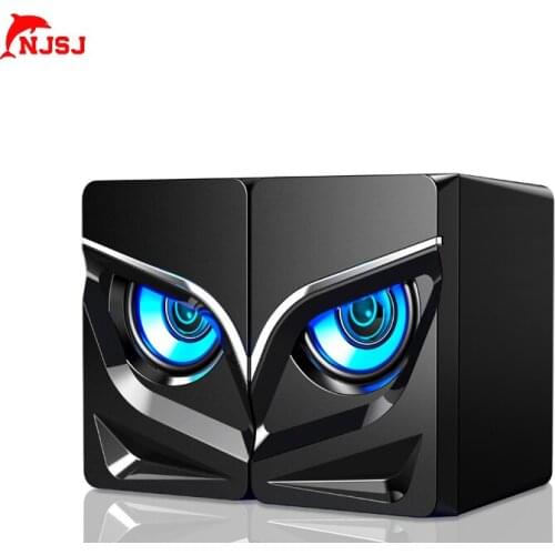 Njsj 2.0 Home Computer Speaker RGB Computer Speaker Surround Sound Subwoofer For PC Laptop USB Cable Dual Music Player