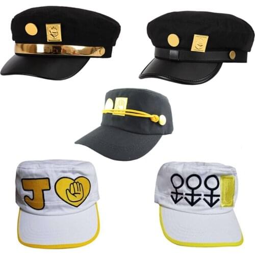 Bimaoxer Anime JoJos Bizarre Adventure Jotaro Kujo Joseph Army Military JOJO Cap Hat+Badge Animation around Free shipping