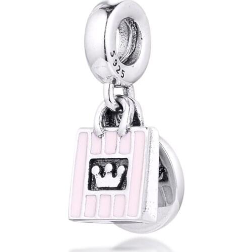 Shopping Queen Charm 925 Sterling Silver Soft Pink Enamel Beads for Jewelry Making DIY for Women Gift Fit Charms Bracelet 02451