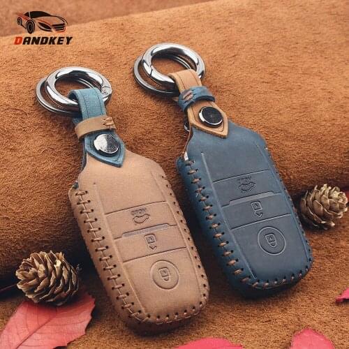 Dandkey Leather Car Key Cover Case Remote Key Shell Protector Covers For KIA KX3 KX5 Fcrte K5 K4 K3 K2 Sportage Car Accessories