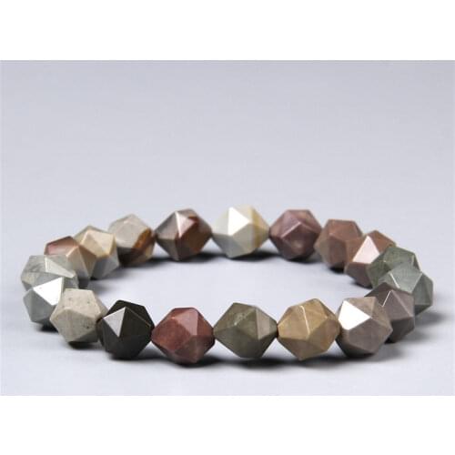 10MM Faceted Gray Crystal quartz stone beads bracelet Blue amazonite lucky healing women Elastic bracelet jewelry men female