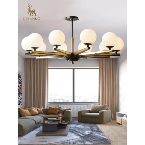 New Chinese style chandelier all copper modern living room dining room bedroom hall lamp high-end white ball lamp
