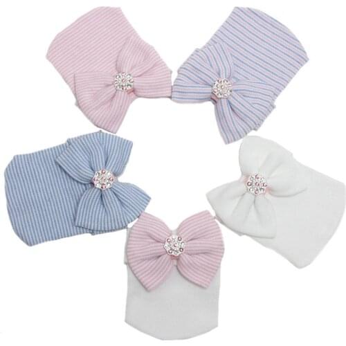 Cute Newborn Baby Hats Girls Boys Infant Toddler Comfy Bowknot Hospital Cap Beanie Hat Easy To Wear Or Take Off