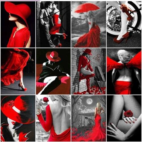 MomoArt Full Square Diamond Painting Woman Rhinestone Art 5D DIY Diamond Embroidery Portrait Handmade Gifts Winter Decorations