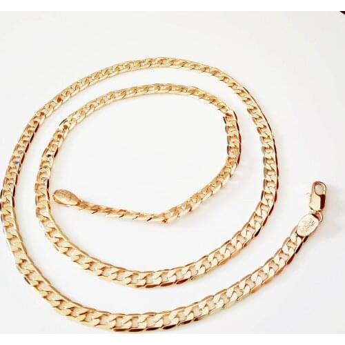 Men Necklace Jewelry New Fashion 585 Rose Gold Color Jewelry Men Necklace Copper 55CM Long Women Men Necklace Factory Direct
