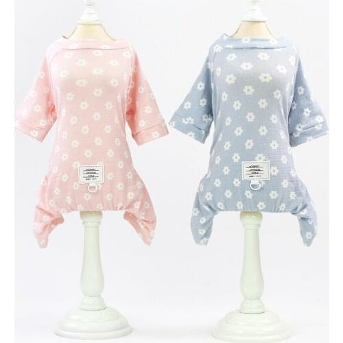 Soft Cotton Dog Pajamas Small Dogs Puppy Cats Jumpsuit Coat With Small Daisy Pattern Pet Apparel Drop Shipping