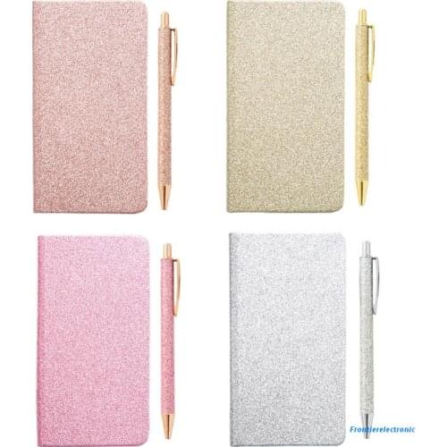Glitter Powder A6 Notebook With Pen Set Premium Paper Writing Stationery Gifts Stationery For School 2021 Kawaii High Quality