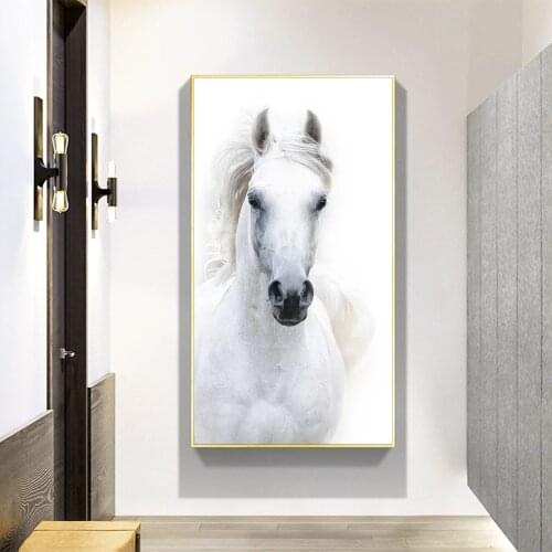 Nordic Style White Horse Canvas Painting Modern Animals Prints and Posters Cuadros Wall Art Pictures for Living Room Home Decor