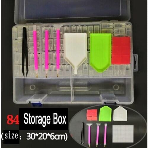 New84/64/100 grids storage box with tools diamond storage accessories display box cross stitch resin rhinestone Beads Container
