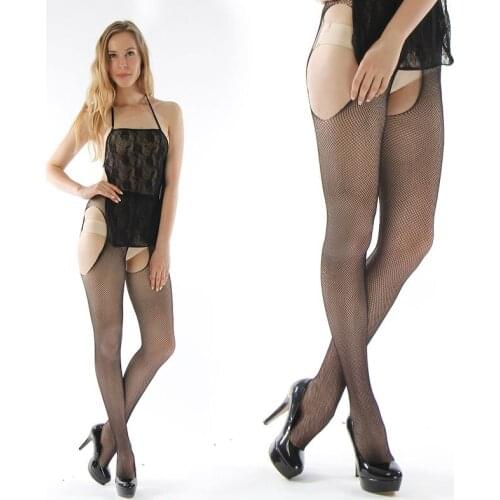New Low Price Hot Sexy Womens Lingerie Lace Top Garter Belt Thigh Stocking net Pantyhose 901