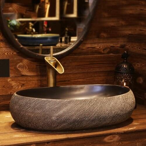 Oval Chinese Style Conventional Creative Household Wash Shampoo Bathroom Sink