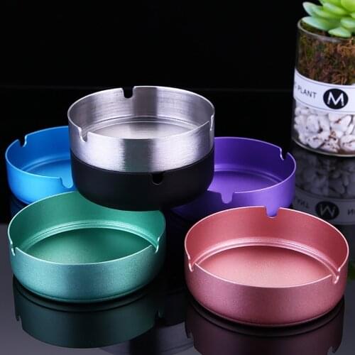 Stainless Steel Ashtray Colorful Portable High Temperature Resistant Drop Resistant Ashtray Round Design Ashtray cenicero coche