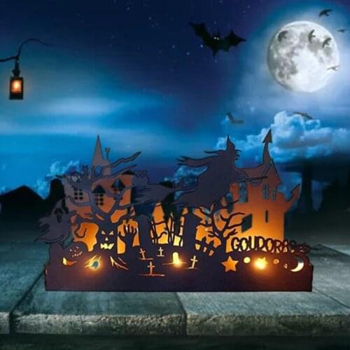 Halloween Candle Holder Ghost Pumpkin Witch Silhouette Candle Holder Halloween